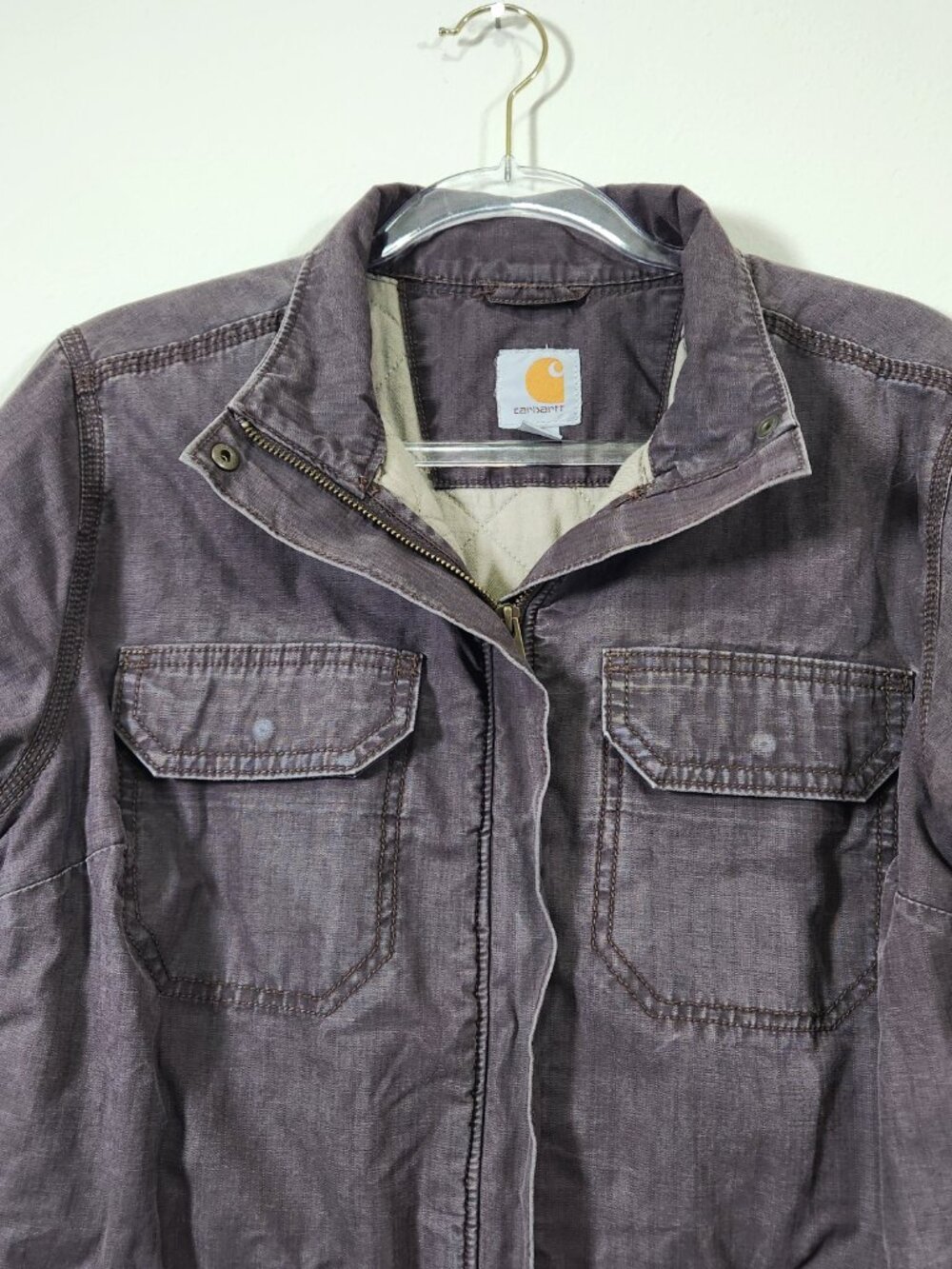 Carhartt Womens Jacket Small 4-6 Utility Field Work Chore Full Zip Pockets Brown - Picture 2 of 16